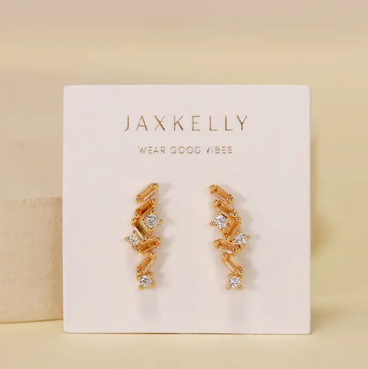 Cascading Baguette Drop Gold Earrings
