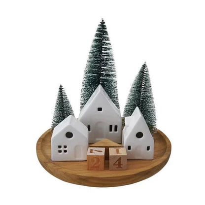 House & Bottle Brush with Led Light Set