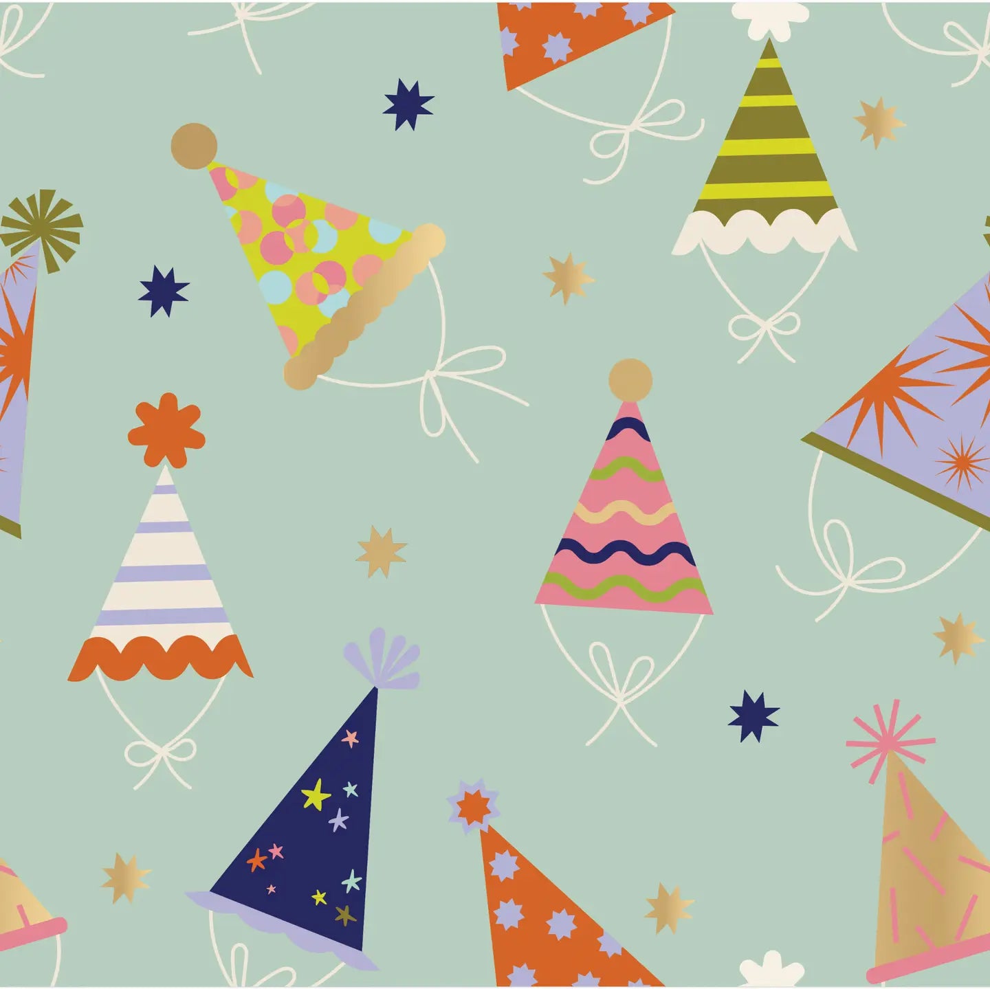Party Time Hats Premium Metallic Gift Wrap