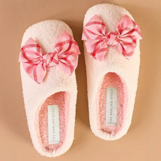 Festive Plaid Fuzzy Slippers