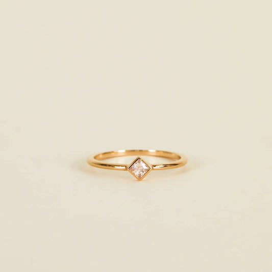 Champagne Diamond Stud Gold Ring