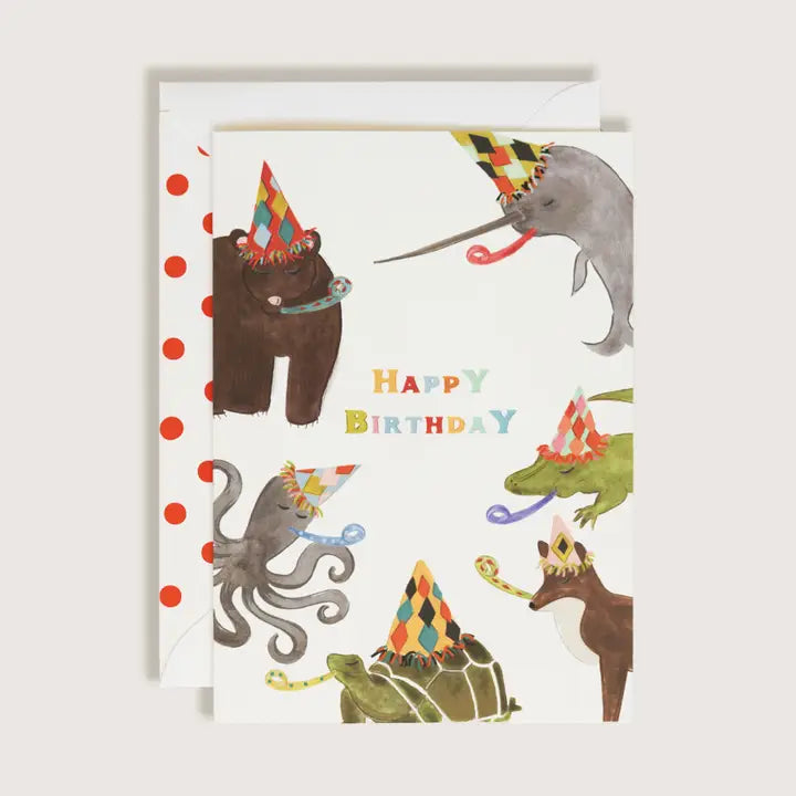 Animals Having A Party Happy Birthday Card