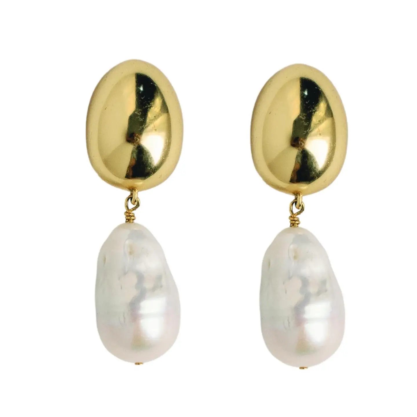 Vintage Chunky Gold & Peral Drop Earrings