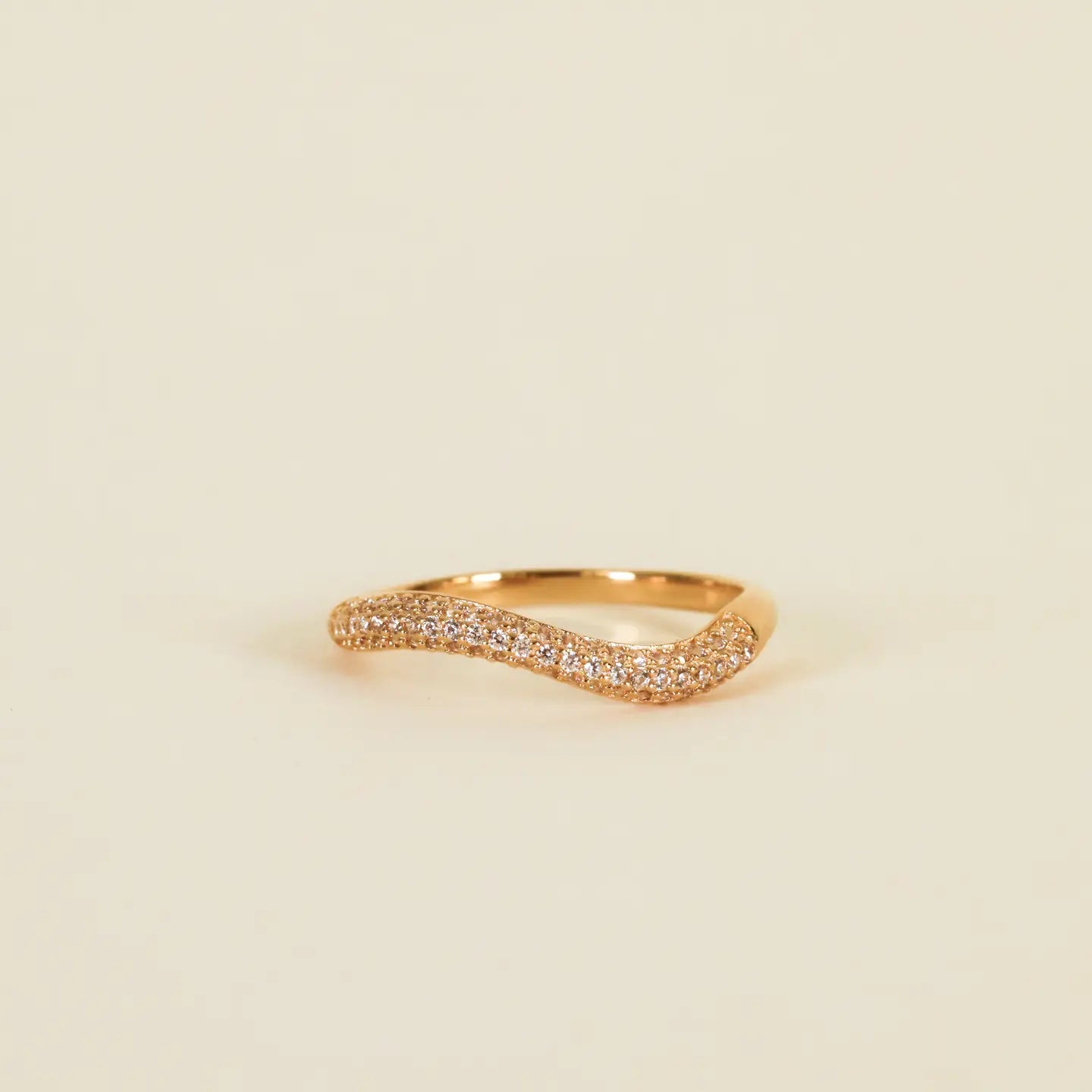 Pave Wave - Champagne Cz - Gold Ring