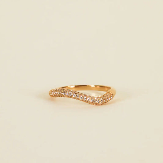 Pave Wave - Champagne Cz - Gold Ring