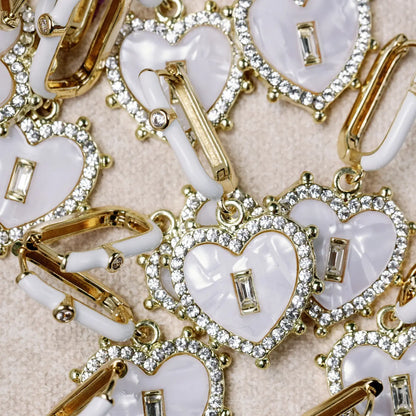 Diamond Capri Heart Drop Charm Earrings