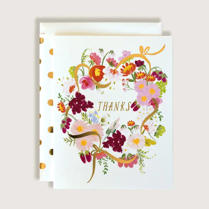 Thanks Flower Wreath Card