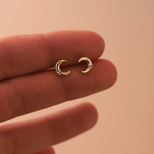 Crescent Moon Studs