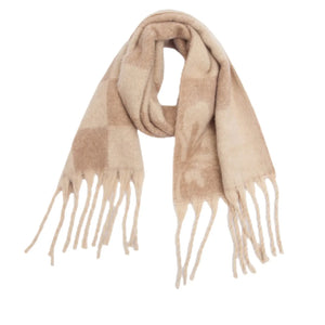 Soft Chunky Abstract Fleece Scarf with Tassel