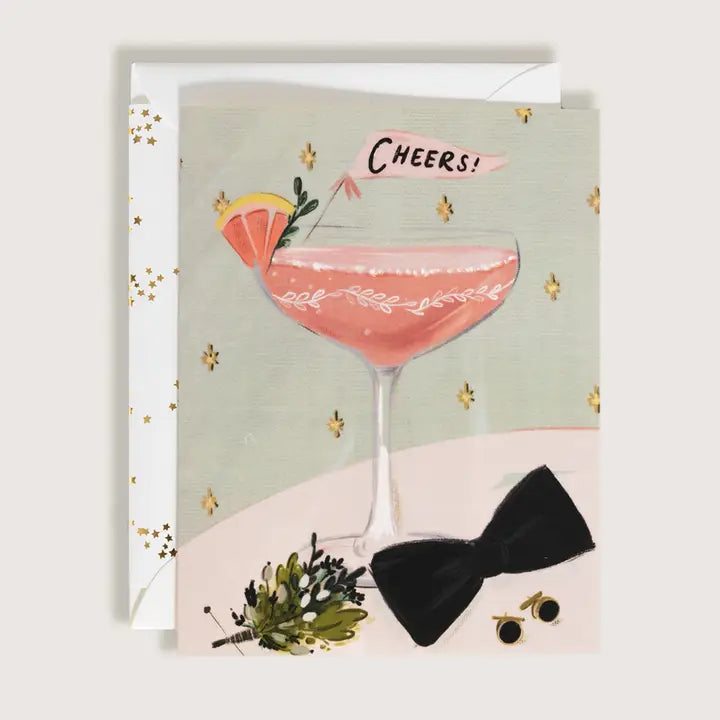Cheers Wedding Cocktail Martini Card