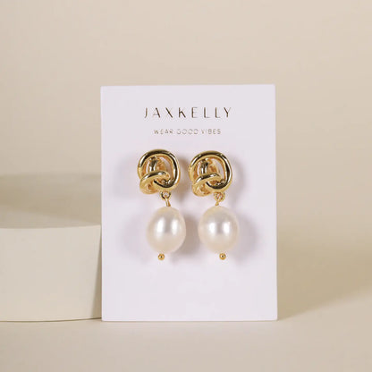 Pearl Knot Gold Earrings