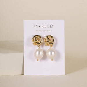 Pearl Knot Gold Earrings