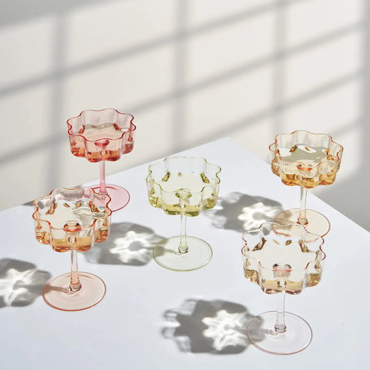 Flower Wave Coupe Cocktail Glasses | Set of 5