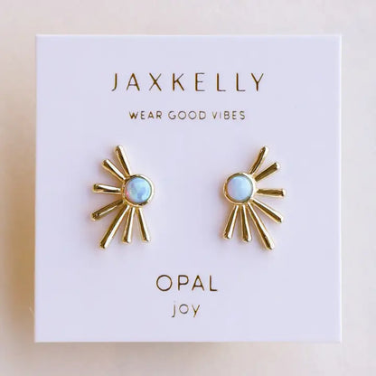 Sun Ray - Fire Opal Gold Earrings
