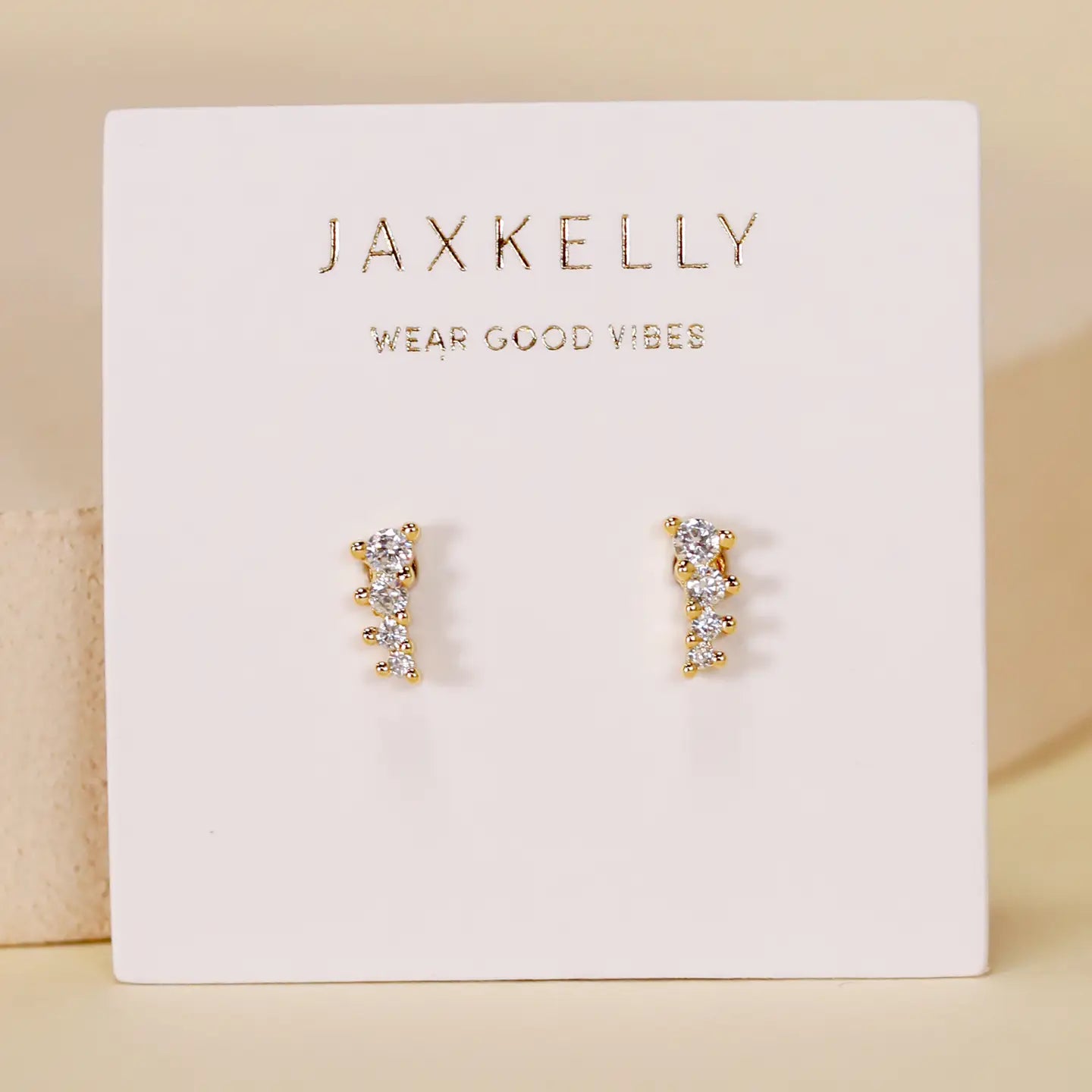 Mini Crawler - White Cz Gold Earrings