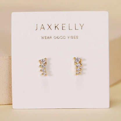 Mini Crawler - White Cz Gold Earrings
