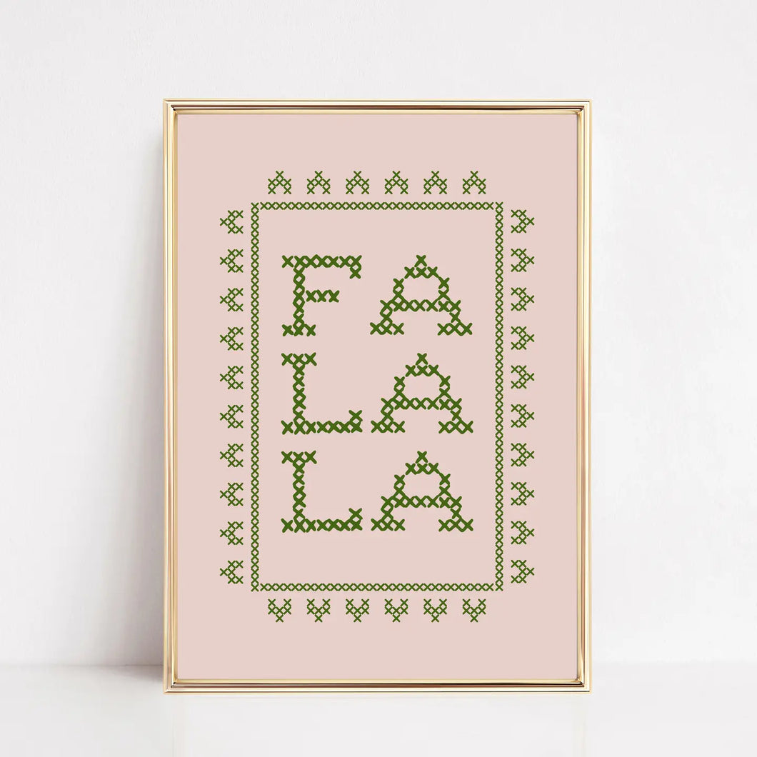 Fa La La Cross Stitch Art Print