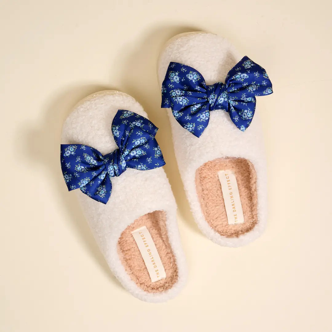 Betty Bow Endless Daydream Navy Fuzzy Slippers