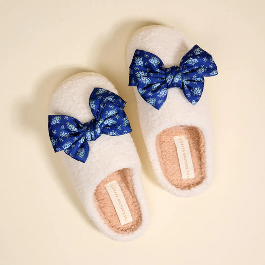 Betty Bow Endless Daydream Navy Fuzzy Slippers