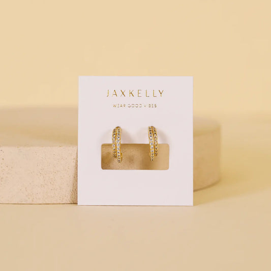 Double Champagne Hoop Gold Earrings