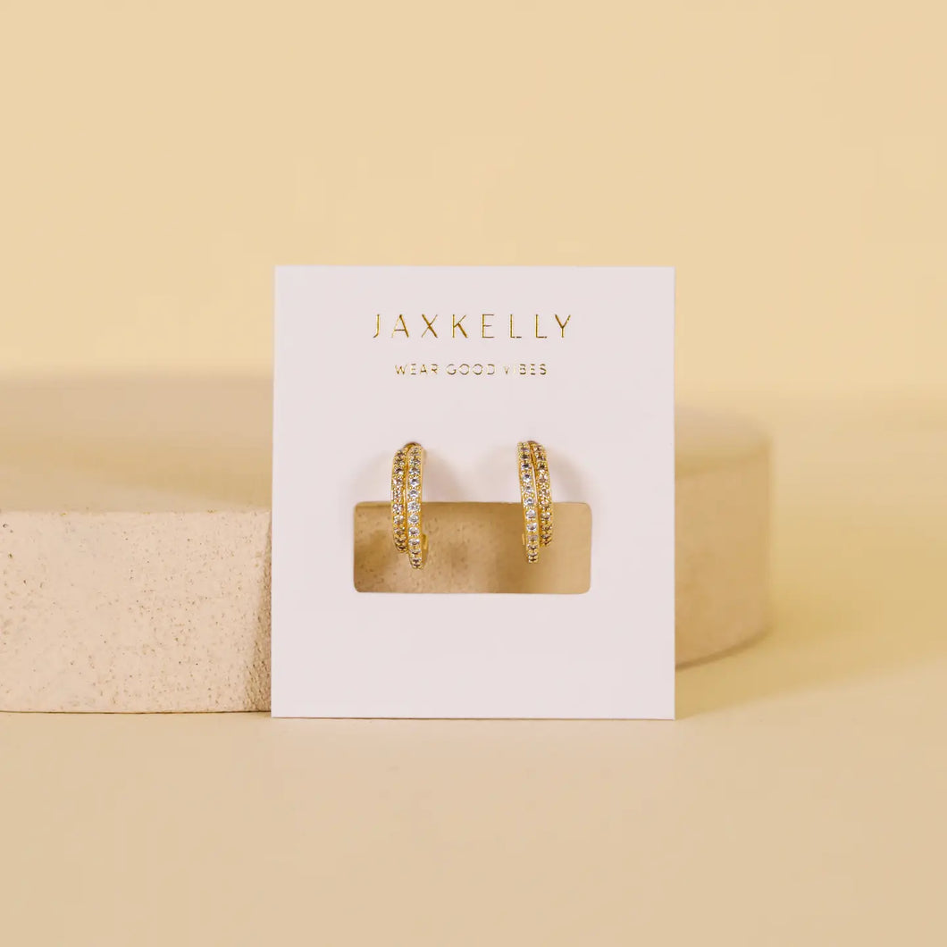 Double Champagne Hoop Gold Earrings