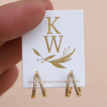 Double Cz Huggie Hoops