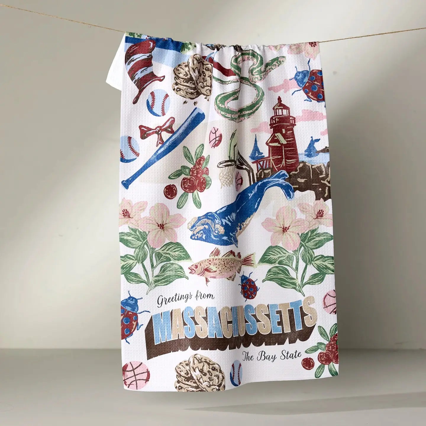 Greetings from Massachusetts Tea Towel