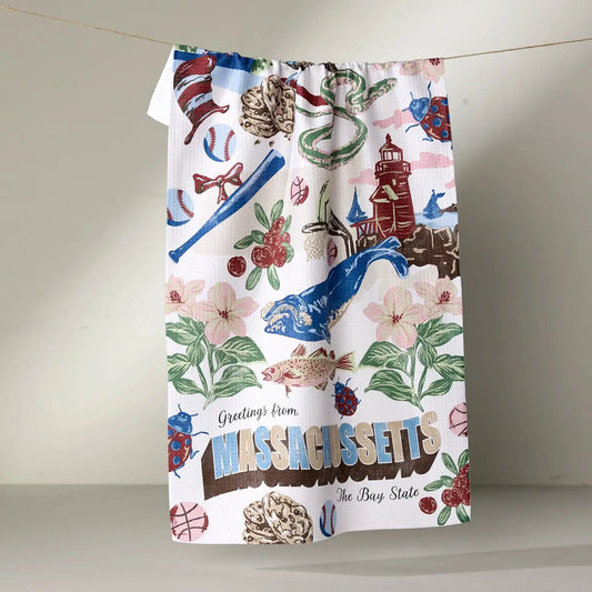 Greetings from Massachusetts Tea Towel