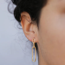 Load image into Gallery viewer, Pave Link Drop Gold Earrings
