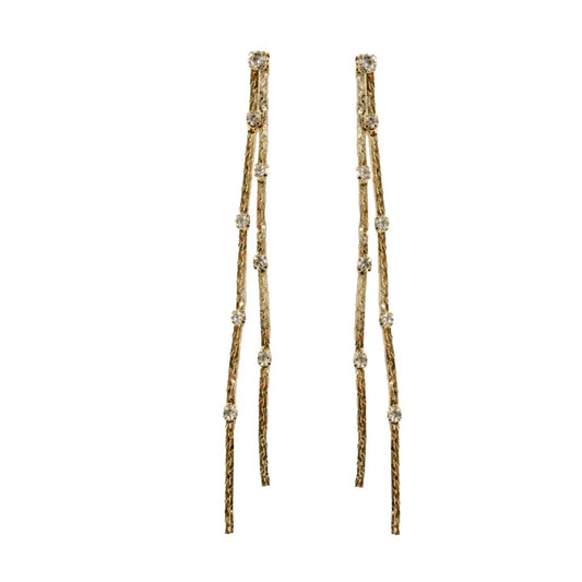 Diamond Dotted Gold Duster Earrings