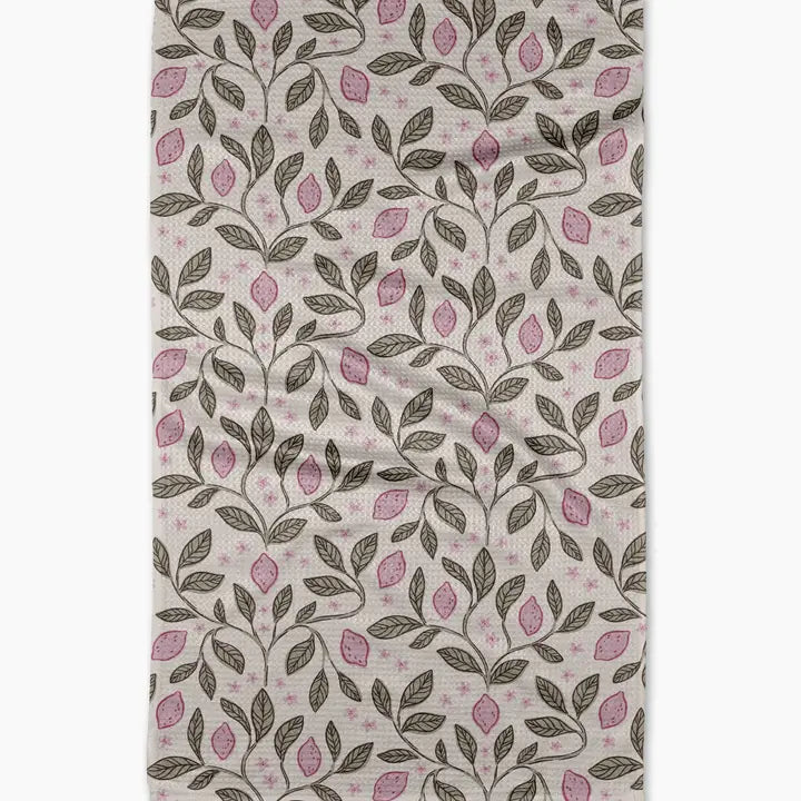 Pink Summer Lemons Tea Towel