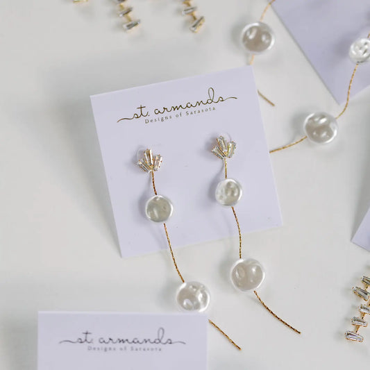 Pearl & Diamond Holiday Drop Earrings