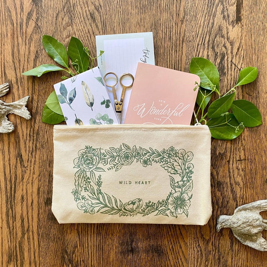 Wild Heart Floral Zipper Pouch