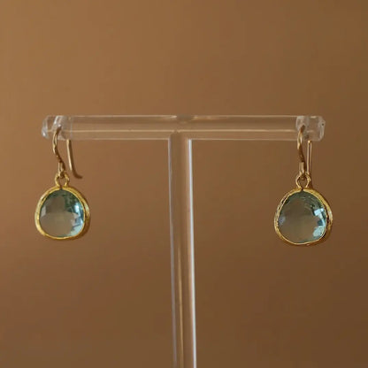 Medium Aquamarine Bezel Earrings