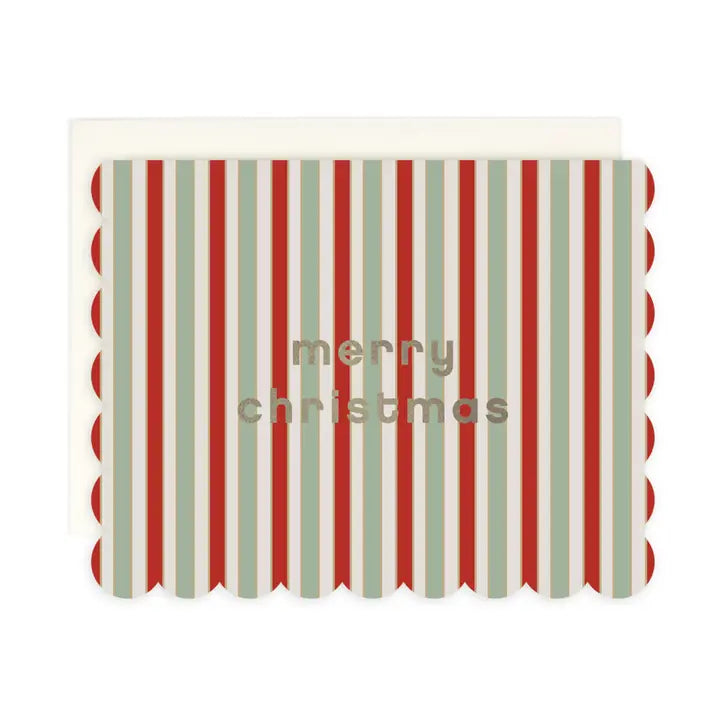 Christmas Striped Scalloped Card