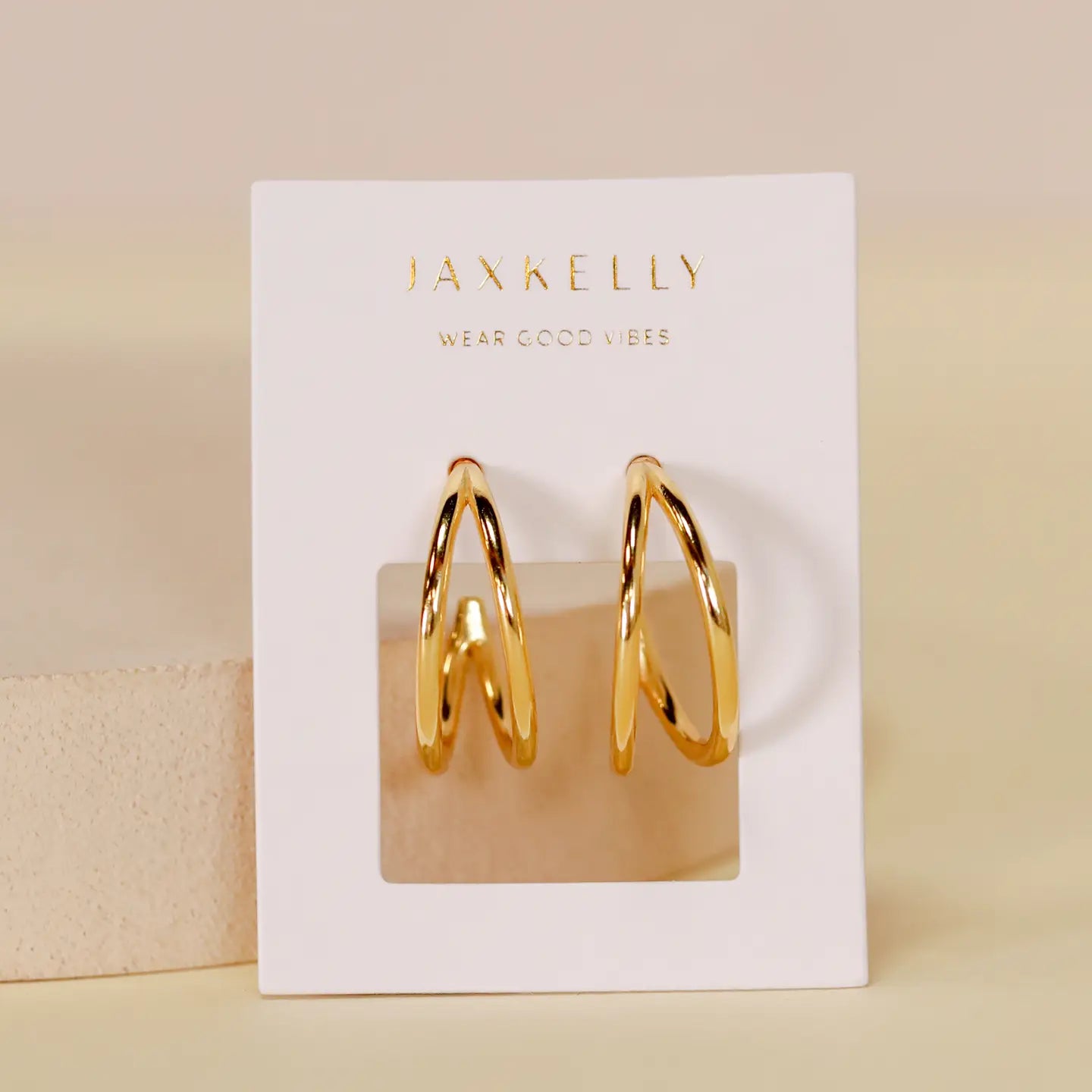 Illusion Double Hoop Gold Earrings