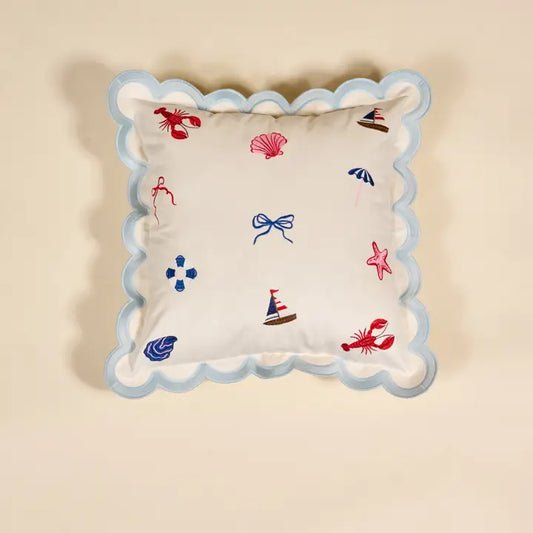 Scalloped Square Throw Pillow – Seaside Haven