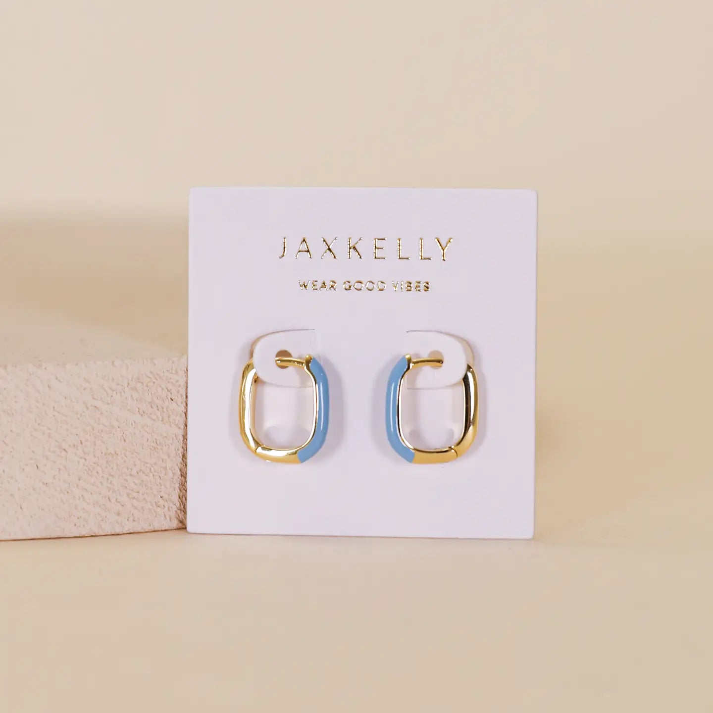 Color Dipped Rectangle Hoop Earrings