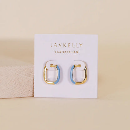 Color Dipped Rectangle Hoop Earrings