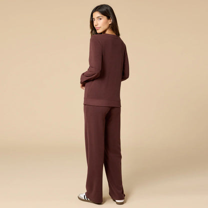 Vintage Velvet V-Neck with Wide Leg Pant