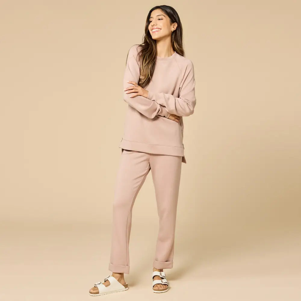 Athleisure Dreamtech Crew Tunic with Side Zip & Flood Pant