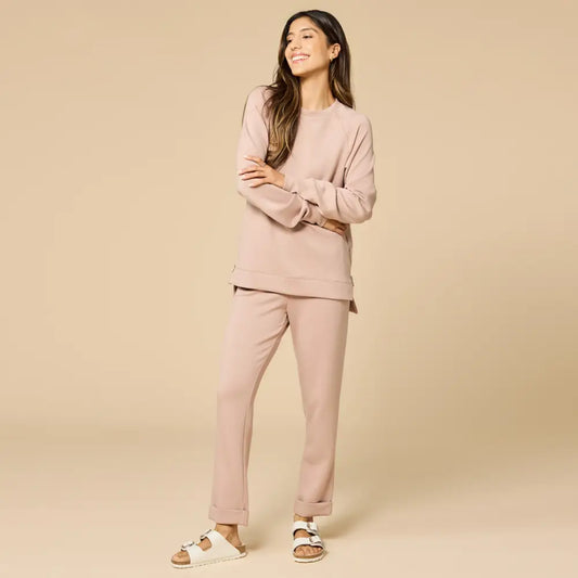 Athleisure Dreamtech Crew Tunic with Side Zip & Flood Pant