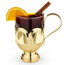 Load image into Gallery viewer, Glass Mug w/ Gold-Plated Stainless Steel Scalloped Base
