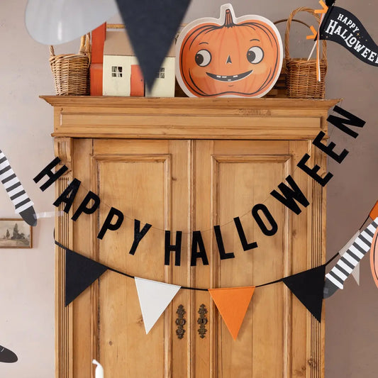 Velvet Puffy Happy Halloween Banner