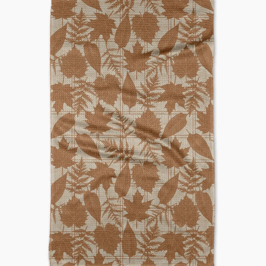 Autumnal Leaves Gold Tea Towel