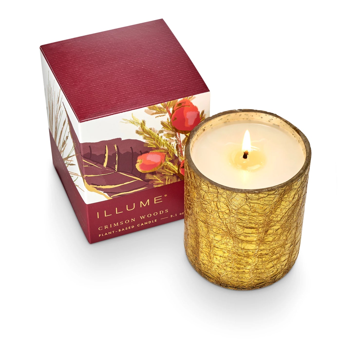 Crimson Woods Crackle Glass Candle