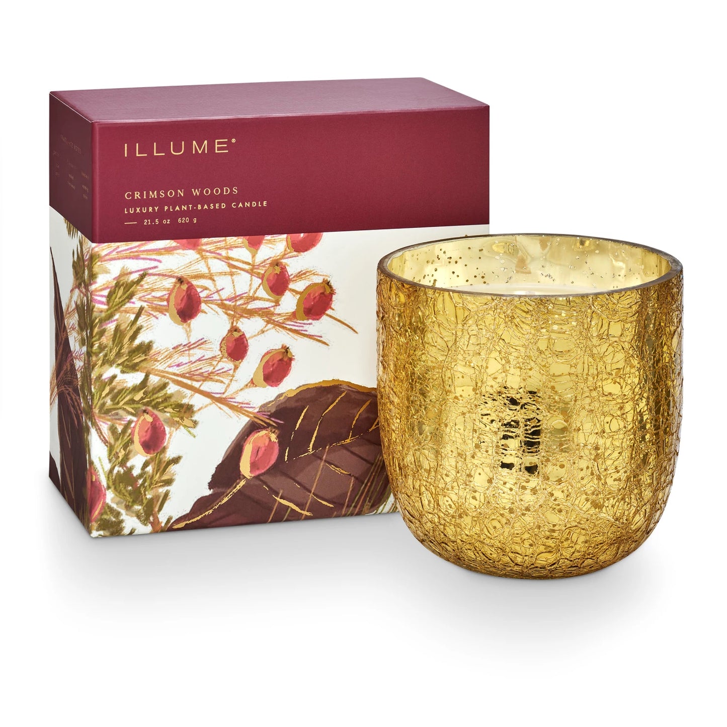 Crimson Woods Crackle Glass Candle