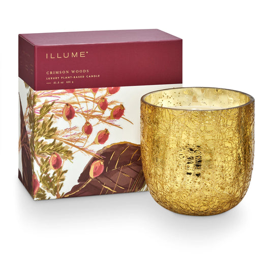 Crimson Woods Crackle Glass Candle