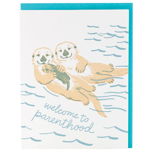 Otter Family Baby Card