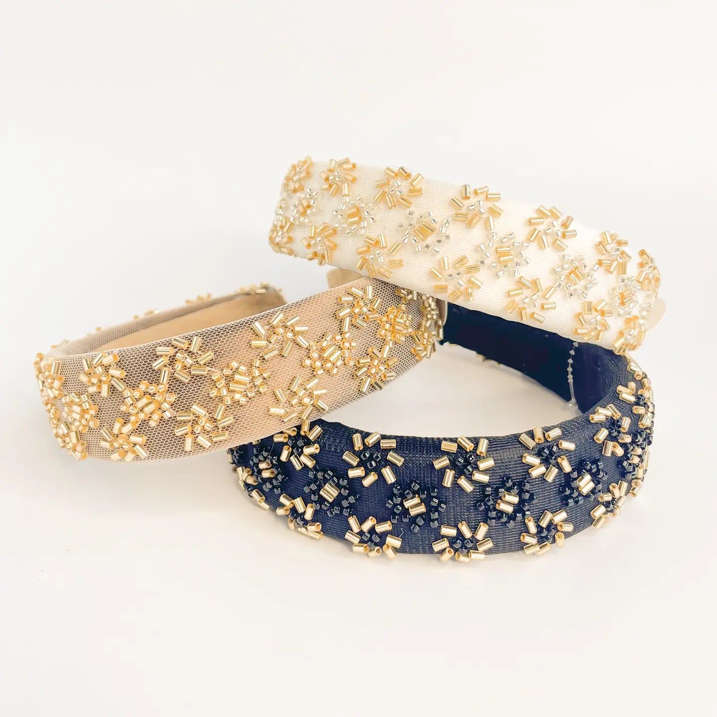 Beaded Metallic Starburst Padded Headband